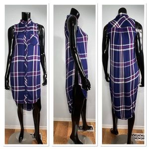 RAILS NAVY, WHITE AND PURPLE JORDYN BUTTON DOWN HIGH LOW TOP Sz S